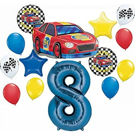 Race Car Theme 8th Birthday Party Supplies 14 pc Balloon Bouquet Decorations