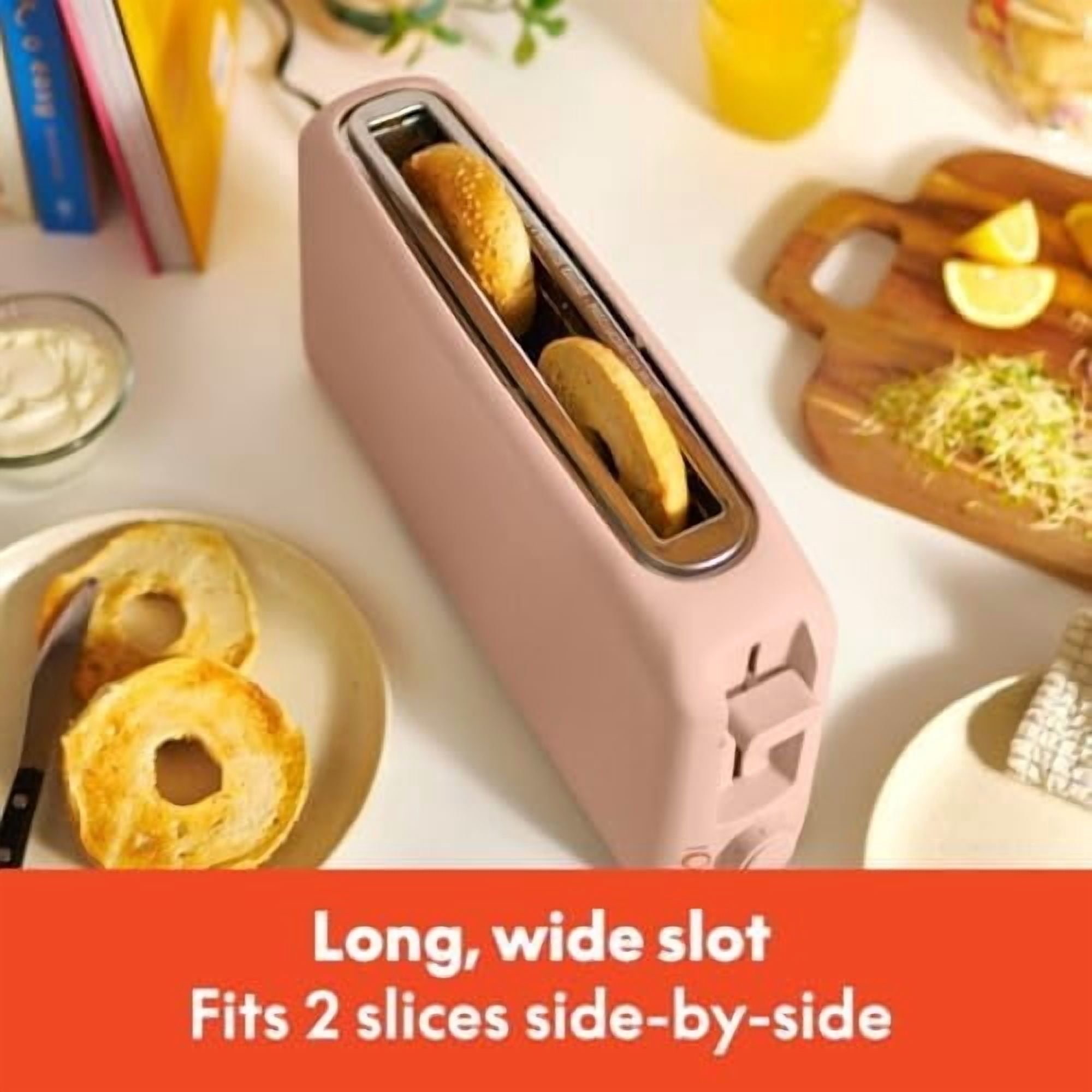 2 Slice Slim Toaster, Fits-anywhere™ Kitchenware, 6 Setting Shade Control with Reheat & Cancel Buttons, Fits sourdough, 10” Long Slot, Anti Jam & Auto Shutoff, 900 Watt, Blossom