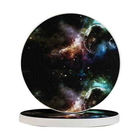 

Circular Drink Coasters Set Starry Sky Beautiful Home Decor Diatomite Heat-Resistant Diatomite Protect Table Countertop