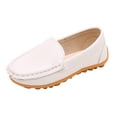 thumbnail image 2 of Toddler Soft Faux Leather Loafers, Breathable Slip‑on Shoes with Non‑slip Rubber Sole White 28, 2 of 6