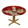 thumbnail image 3 of HAOXIT Lovely Christmas Candles Bells and Poinsettia Table Topper, Small Tablecloth, Large Doily (Round) 46-50, 3 of 8