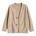 thumbnail image 3 of Qgtaibl Womens Button Down Blouse Corduroy V Neck Long Sleeve Shacket Jackets Fall Loose Fit Casual Cardigan Tops Khaki XXL, 3 of 5