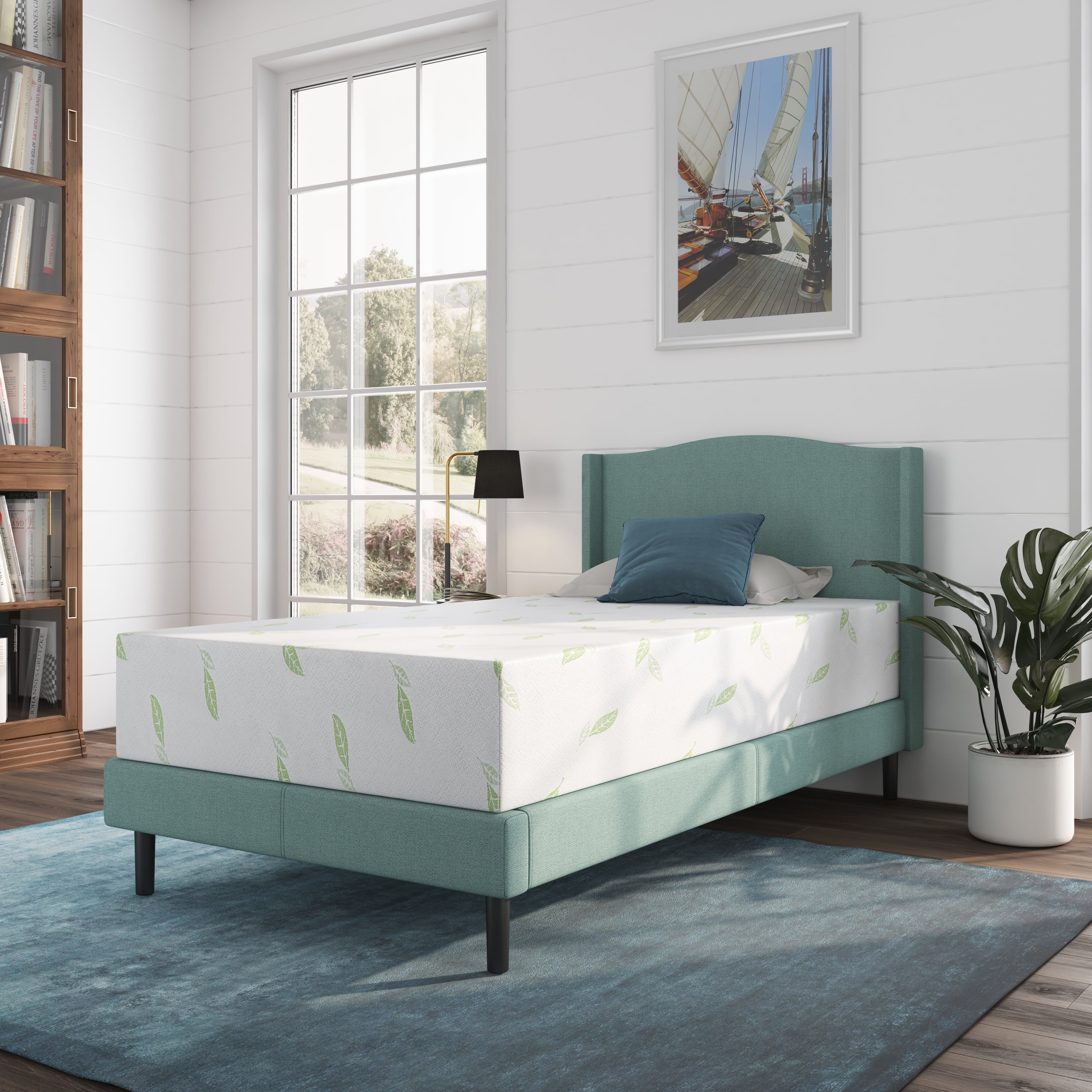 NapQueen Anula 10" Twin XL Mattress, Green Tea Infused Memory Foam Mattress, Bed In a Box, Adult