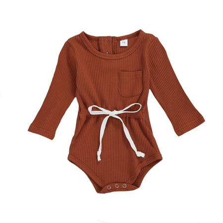 

Binpure Baby s Knitted Romper Long Sleeve Bodysuit with Inner Waist Drawstring