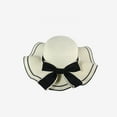 thumbnail image 2 of Diufon Wide Brim Straw Hat for Women Trendy Ruffled Hem Outdoor Beach Sun Hats Holiday Style Cap with Bow, 2 of 3