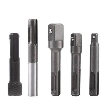 

5Pcs Set SDS Plus Shank Socket Adaptor Squares Drill Bit Holder Extension Rod