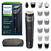 Norelco Philips Multigroom Series 5000, All-in-One Trimmer and Hair Clipper, 18-Piece Men's Grooming Kit for Beard, Face, Nose, Ear and Intimate Areas, Toiletry Bag, No Blade Oil Needed, MG5970/49