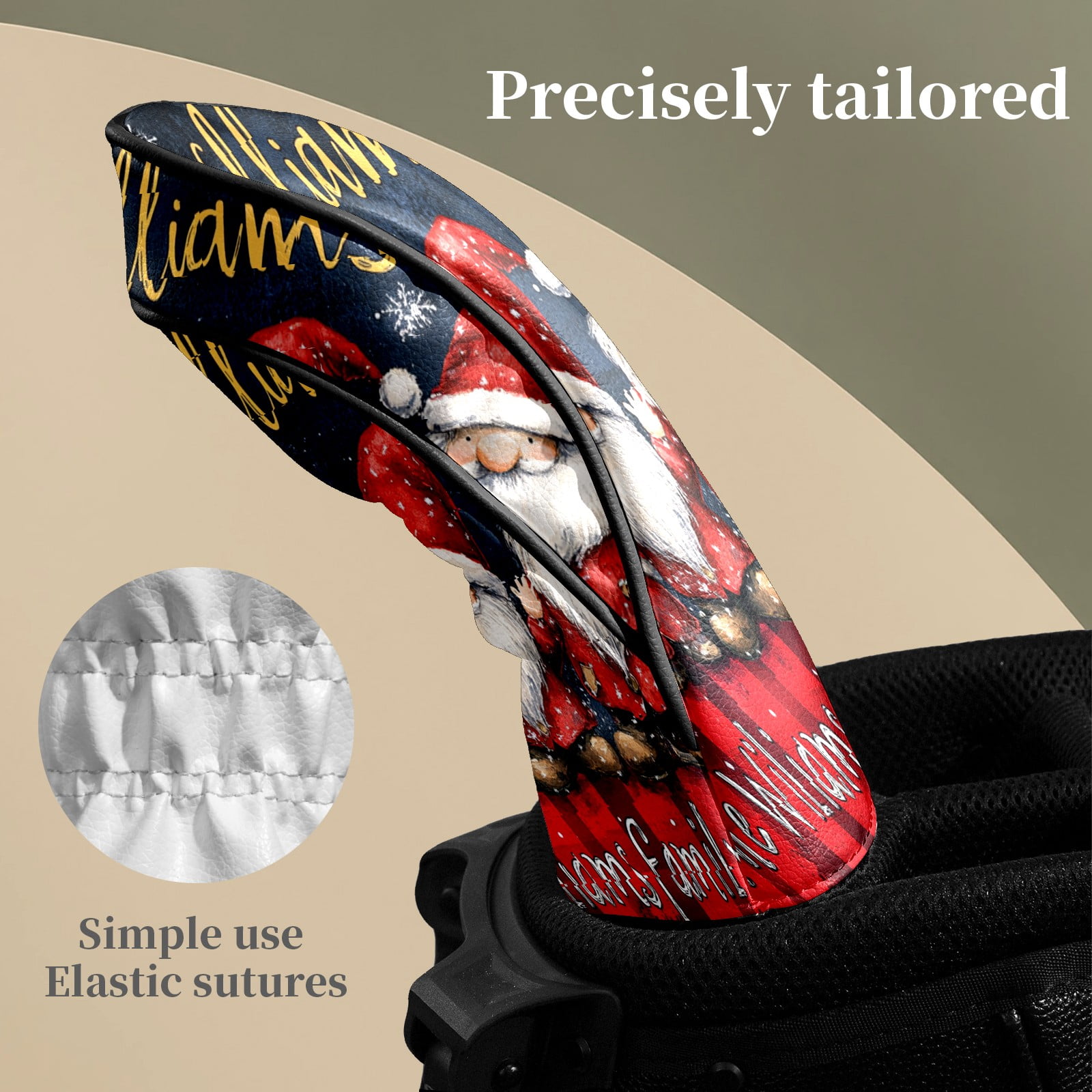 Golf Club Head Covers Cute Christmas Dwarf Waterproof Leather Golf Head Covers for Men Women Driver Head Cover Fairway Headcover for Golf Lovers
