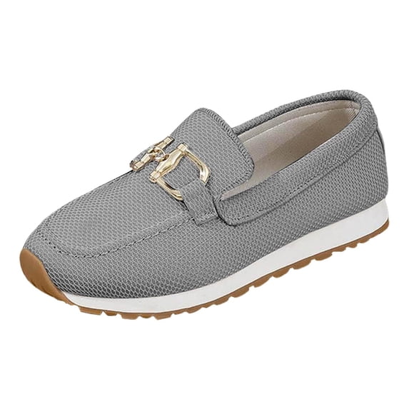Orthopedic Loafers Dress Sneakers for Women Business Casual Non-Slip Penny Flats Loafers Lightweight Comfortable Slip On Walking Shoes Fashion Metal Chain Deco Work Flats Sneakers, 37