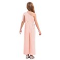 thumbnail image 3 of Linjinx Kids Girls Wide Leg Flared Rompers One Shoulder Ruffle Jumpsuit Wedding Pageant Gown Overalls Pink 14, 3 of 6