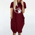 thumbnail image 3 of Meichang Robes d'Été pour Femmes Grande Taille Col Rond Manches Courtes Longueur Genou Robes Mignonnes Imprimé Patte de Chien Cœur Robes Midi Coupe Ample Robes de Vacances d'Été, 3 of 4