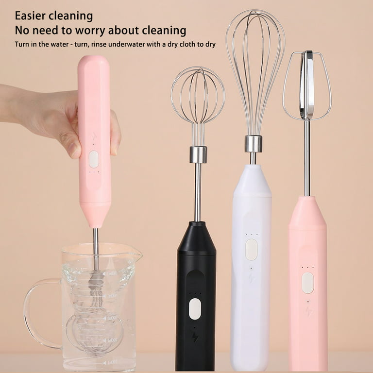 DIYOO Mini Hand Mixer Electric Handheld Kitchen Mixer Egg Beater USB  Rechargeable Hand Mixer for Baking Cake, Egg White, Yeast Dough, Include 3