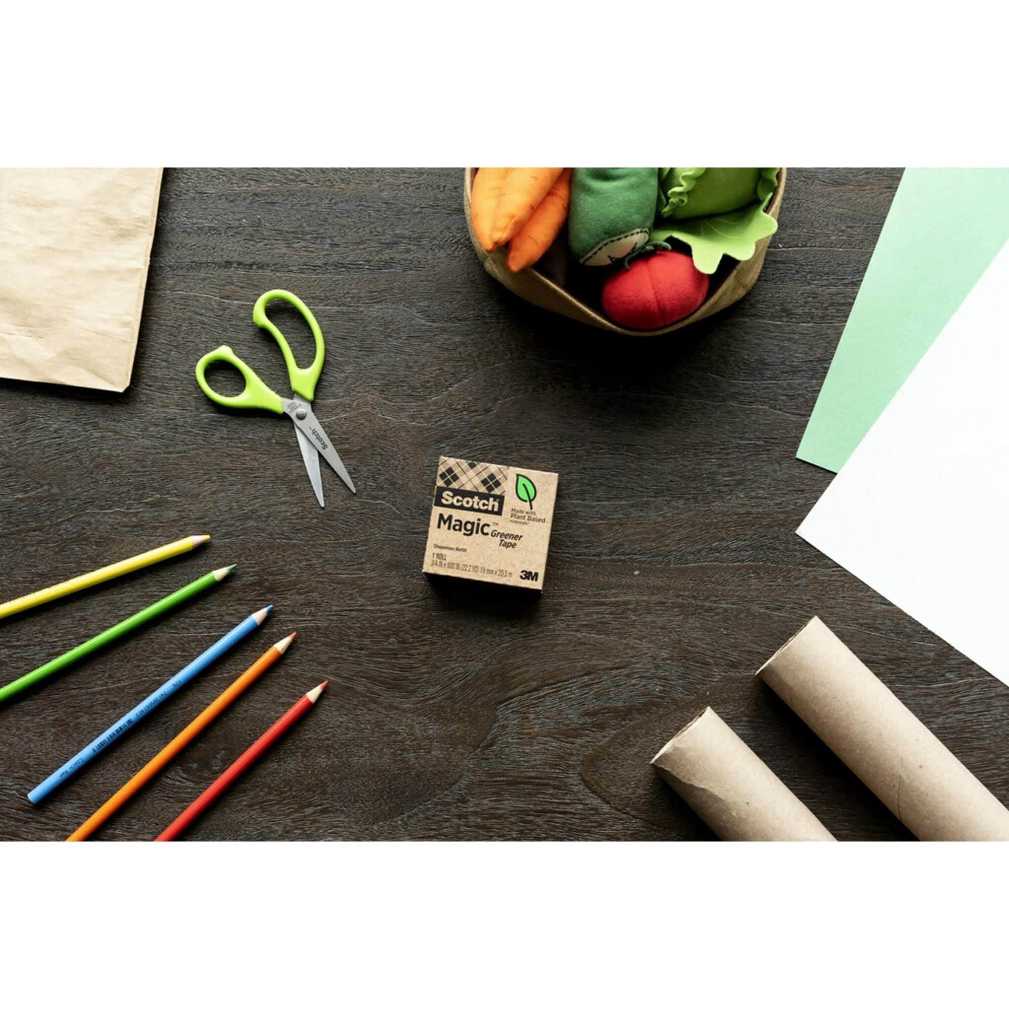 Scotch Magic Greener Tape, 3/4" x 900", 24 Boxes/Pack, 1" Core, Matte Clear, 24 / Pack (Quantity)