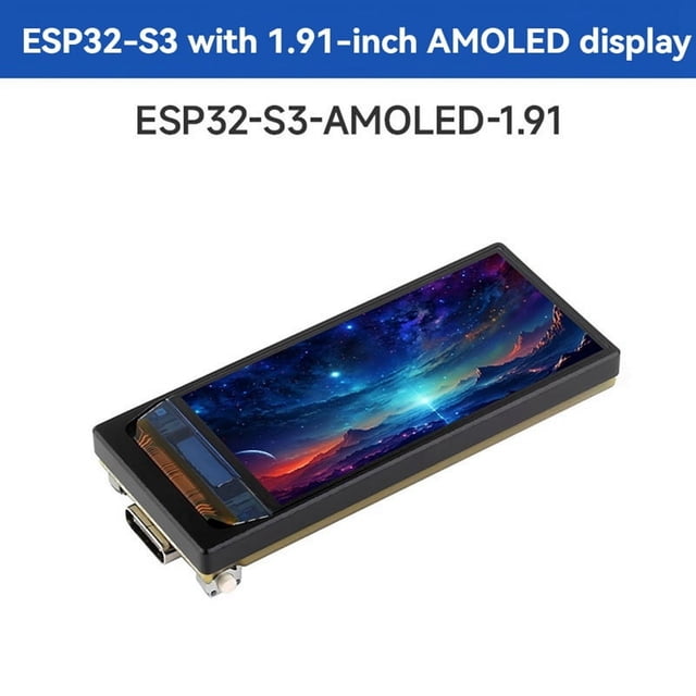 Placa de Desarrollo ESP32-S3 con Pantalla AMOLED de 1,91 Pulgadas y Doble Núcleo, Compatible con para Wi-Fi de 2,4 GHz y Bluetooth