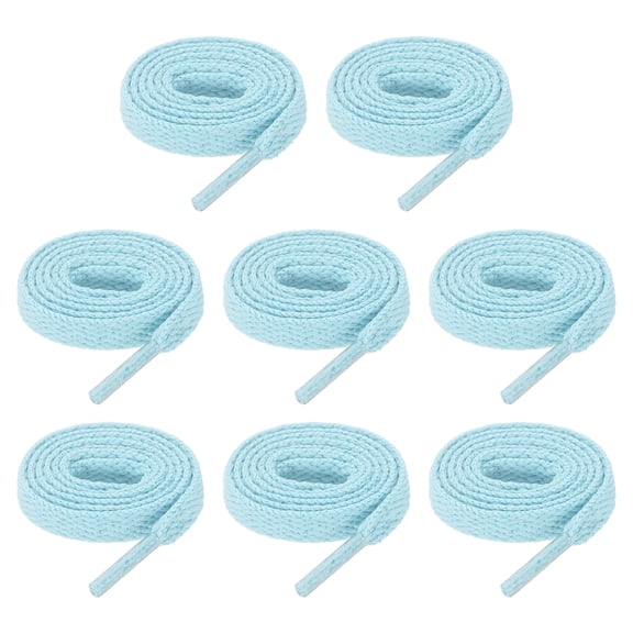Uxcell 4 Pairs Flat Shoe Laces 0.31"x20" Polyester Shoestring Flat Elastic Shoelaces for Sneakers Skate Shoes Boots Light Blue