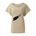 thumbnail image 4 of TSADFHJI Hauts Col en V pour Femmes T-Shirt Imprimé Ample Décontracté Col Rond Manches Courtes T-Shirt Femmes TTG Kaki, 4 of 4