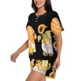 thumbnail image 2 of Kdxio Hello Spring Sunflower Gnomes Print Pajamas Sets for Women Short-Sleeved Pjs with Lounge Shorts Two Piece Sleepwear S-4XL, 2 of 5