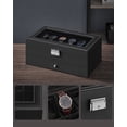 thumbnail image 5 of 12-Slot Watch Box, 2 Layers with 1 Drawer Lockable Watch Case with Glass Lid, Black, 5 of 7