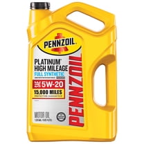 Pennzoil Platinum High Mileage Full Synthetic 5W-20 Motor Oil, 5 Quart