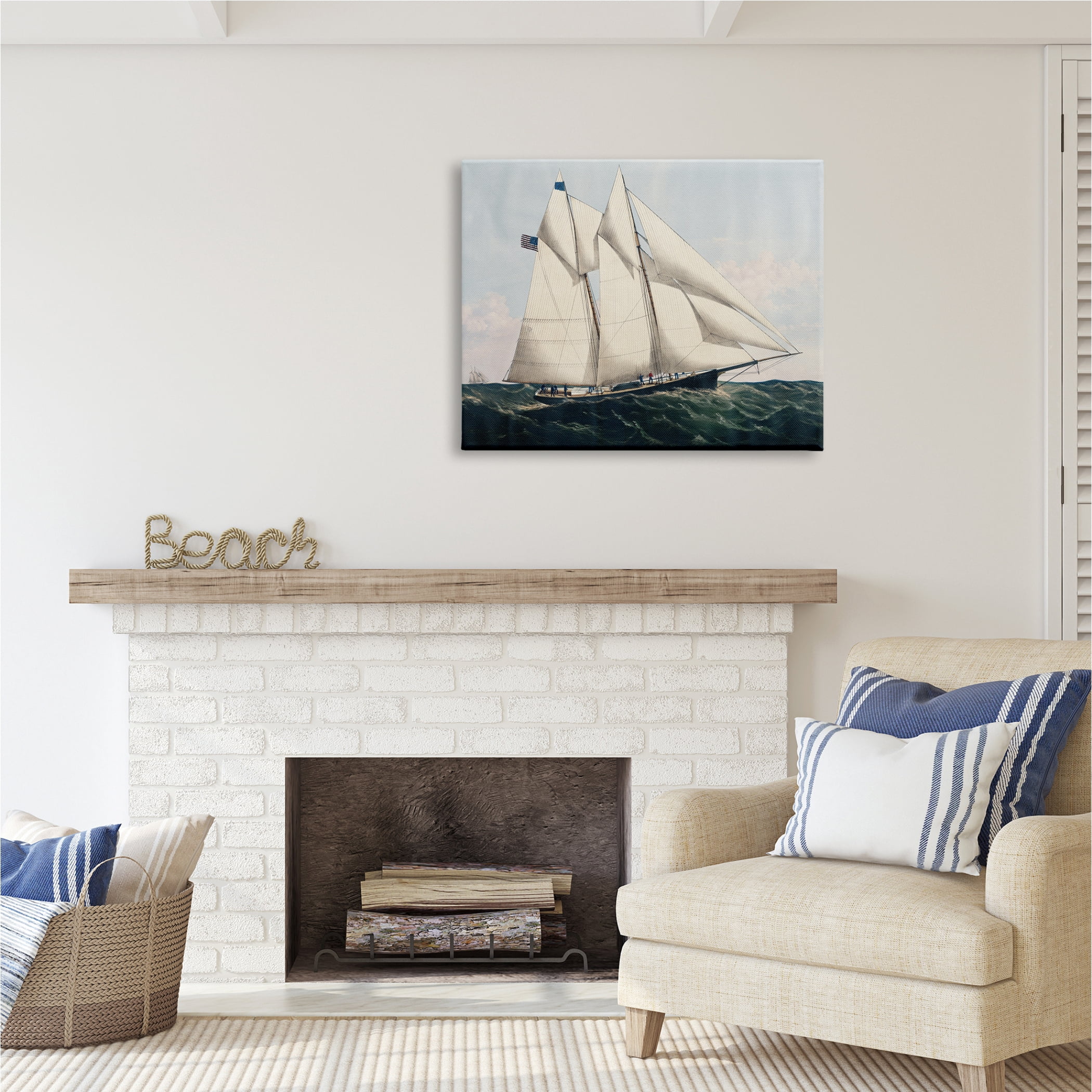 Stupell Industries Vintage Nautical Yacht Transportation Painting Gallery Wrapped Canvas Print Wall Art, 40 x 30