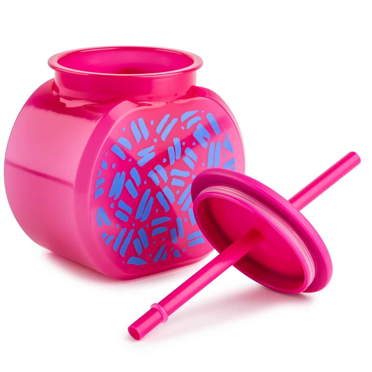 Mainstays Sip 40 OZ Fishbowl Tumbler with Lid and Straw, Pink