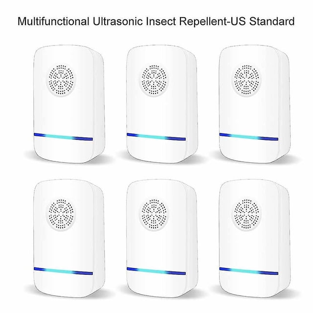 6 paquetes de repelente ultrasónico de plagas, repelente electrónico enchufable para control interior de insectos, cucarachas, ratones, arañas, hormigas y bichos