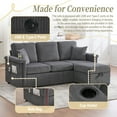 thumbnail image 4 of L Shaped Sectional Sofa with Ottoman and Storage Pull Out Bed for Small Spaces Corduroy Fabric 3 Seat Couch with USB Charging Cup Holders Living Room Apartment, 4 of 9