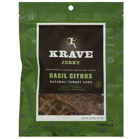 Krave Basil Citrus Jerky, 3.25 Oz, (pack