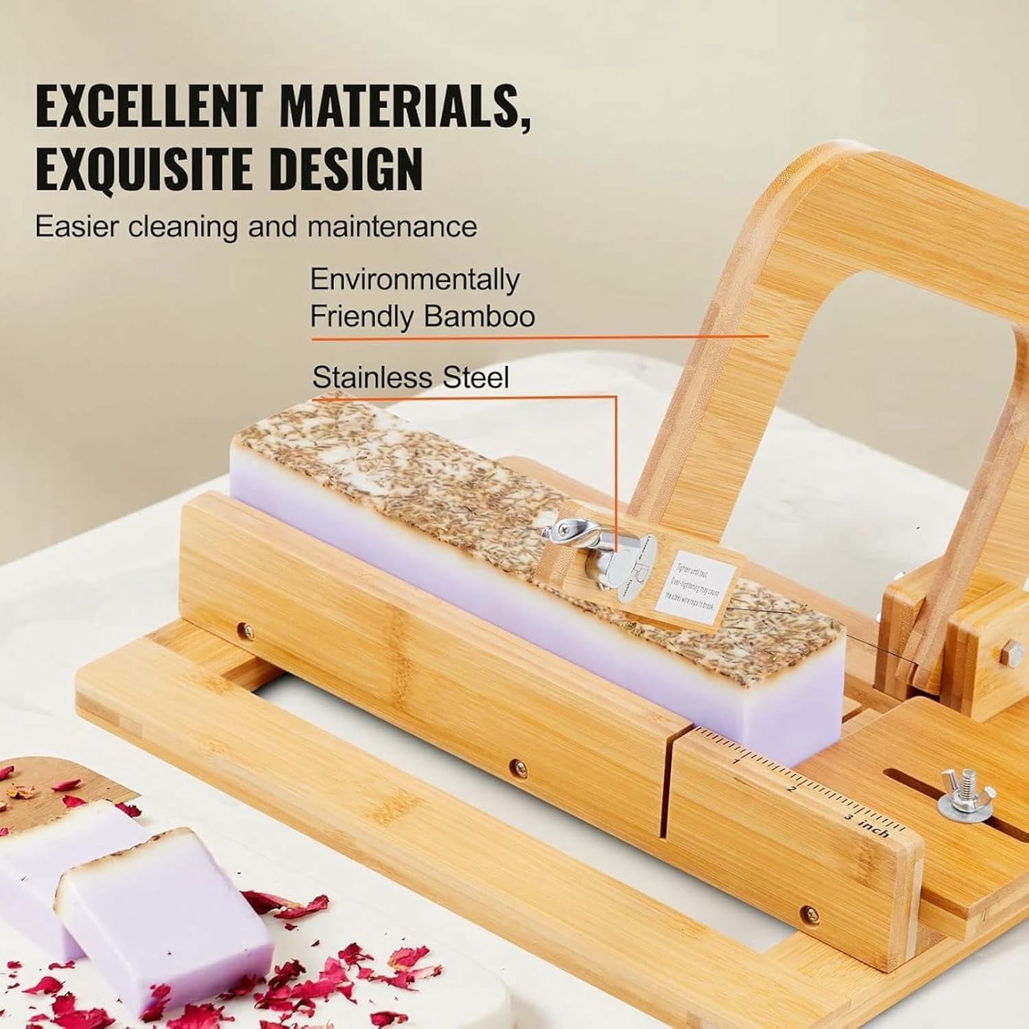 Natural bamboo soap cutter, wooden soap cutter, smooth and flat surface, multi-purpose handmade soap bar cutter, suitable for soap bars and candles.
