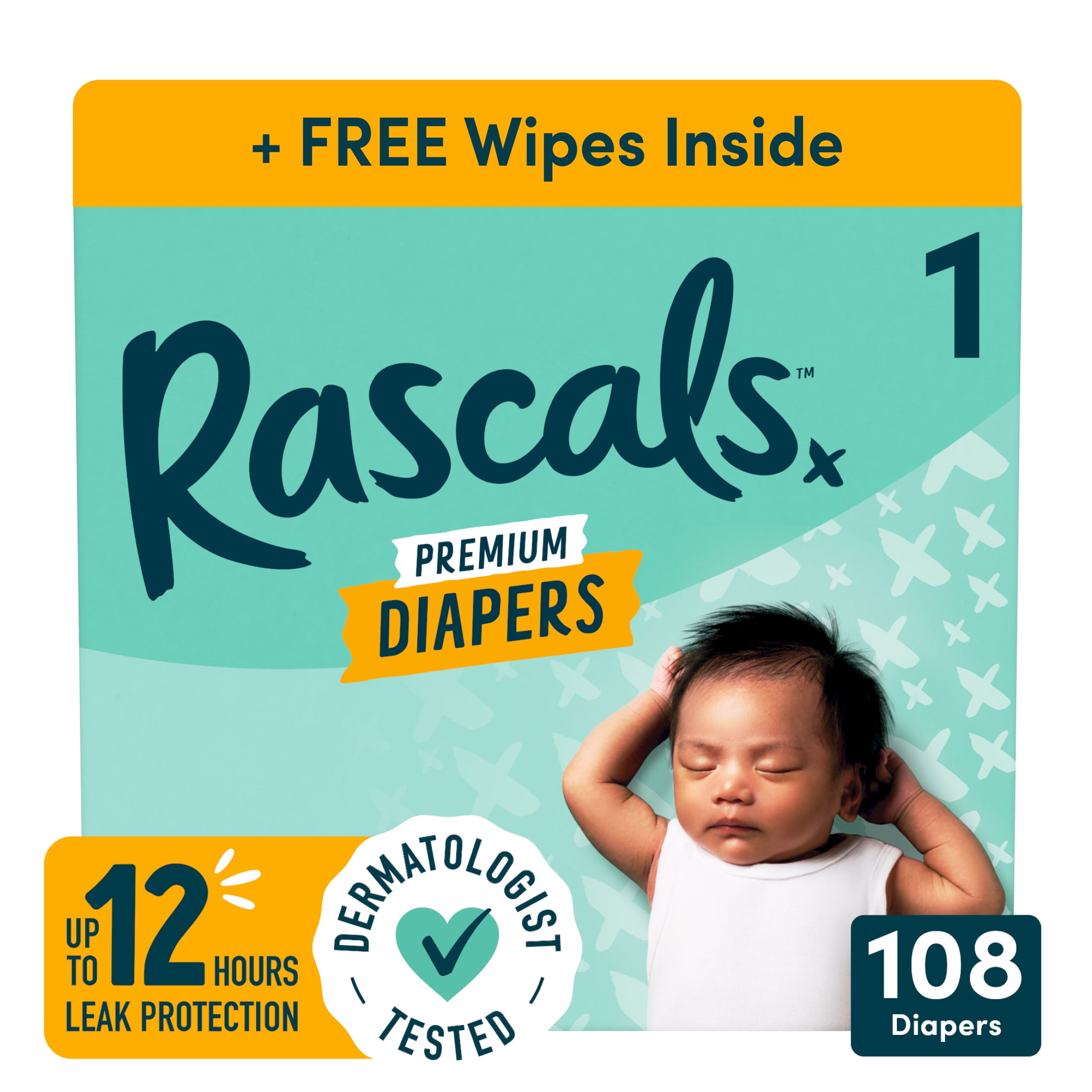 Rascals Premium Absorbent Baby Diapers Size 4, 148 Count - Walmart.com