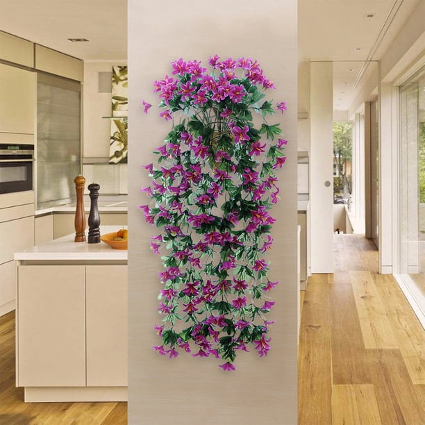 Bolsa colgante de flores artificiales, maceta de ratán sintético, decoración para interiores y exteriores, ideal para bodas, flores sintéticas, jardín artificial, decoración del hogar,