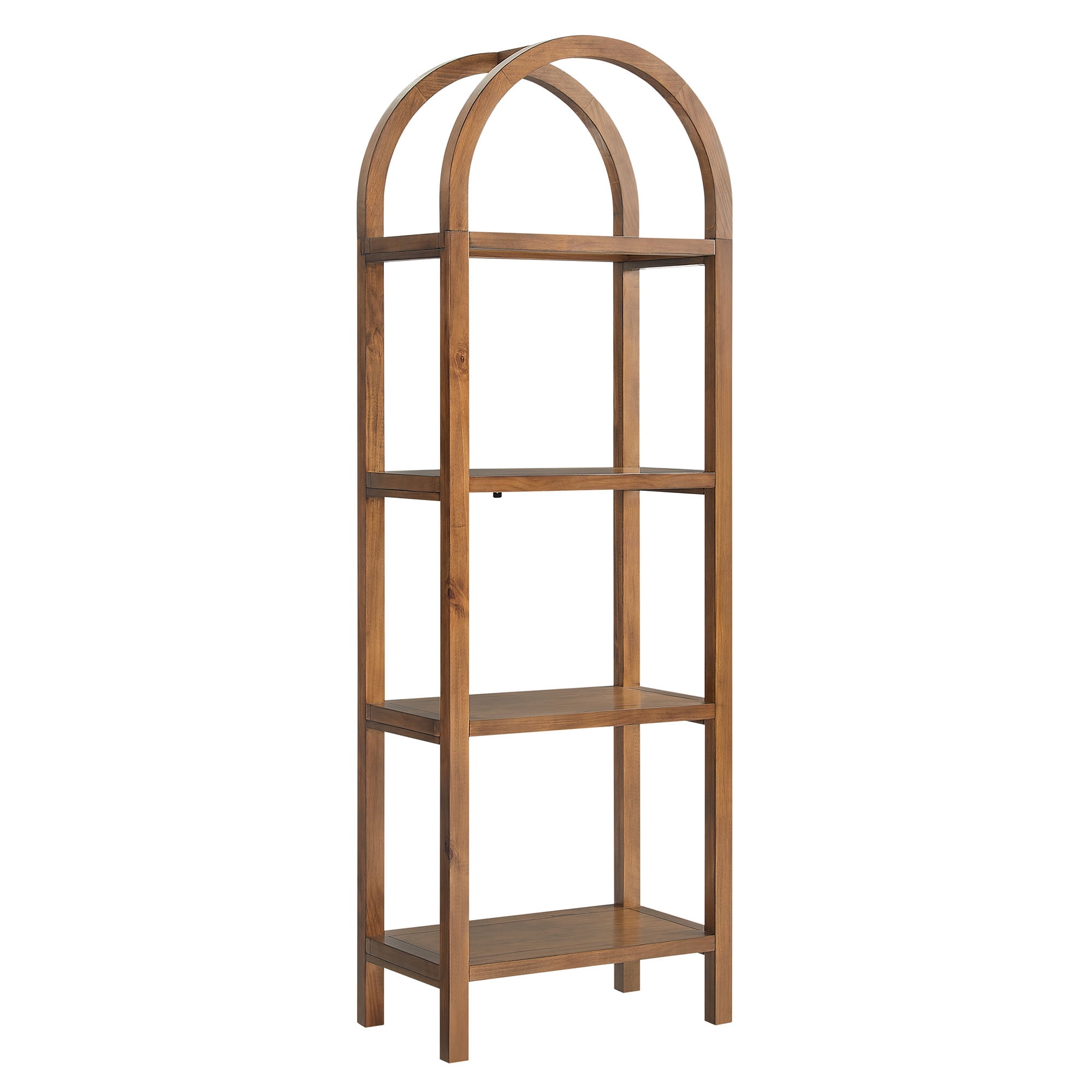 Vexley 72 Inch Tall Narrow Arched Bookshelf in Walnut