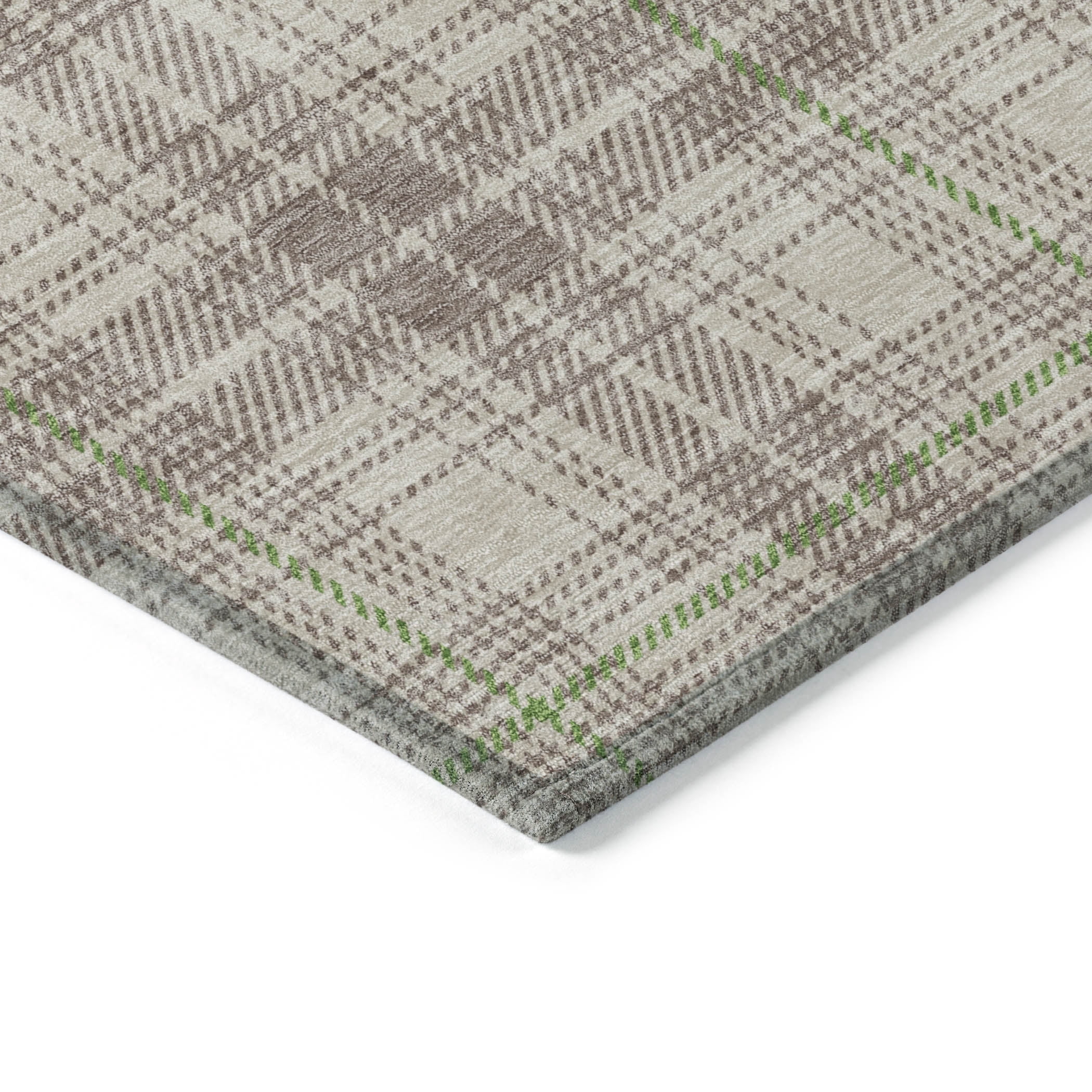 Addison Rugs Chantille Indoor/Outdoor Transitional Plaid Beige Washable Rectangle Rug, 1'8" x 2'6"