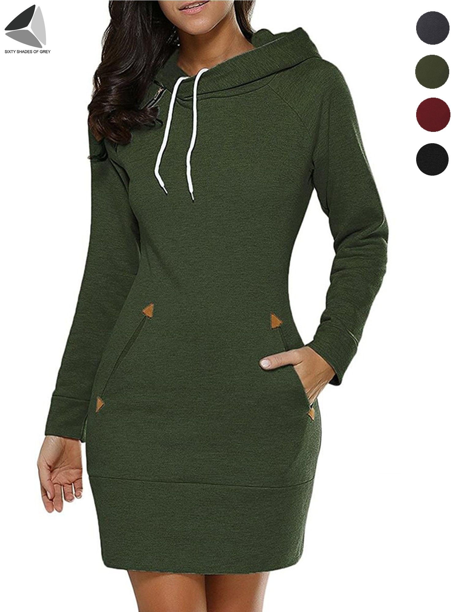Sixtyshades Womens Winter Hoodie Dress 