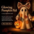 thumbnail image 4 of Lighted Vintage Patchwork Ghost, Light Up Ghost with Pumpkin Lantern Halloween Decor, 2027 Vintage Halloween Patchwork Ghosts Lamp, Rustic Fall Figurine Decoration for Mantel Shelf Entryway Porch, 4 of 6