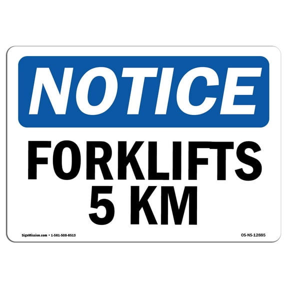 OSHA Notice Sign - Forklift 5 Mph | Plastic Sign | Protect Your Business, Construction Site, Warehouse & Shop Area |  Made in the USA