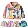 thumbnail image 5 of SILVERCELL Toddler Baby Boys Girls Tie Dye Denim Jacket Long Sleeve Outwear Button Little Kids Coats 0-6Years, 5 of 5
