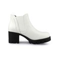 thumbnail image 3 of BLISSFUL STEP Women's Lug Sole Block Heel Chelsea Closed Toe Ankle Boots White 8, 3 of 8