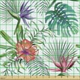 thumbnail image 2 of Ambesonne Hawaiian Fabric by the Yard Upholstery, Summer Flowers Blooming, 2 Yards, Burnt Sienna Lime Green, 2 of 5