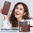 thumbnail image 3 of for iPhone 16 Pro Case, 2 in1 Multifunctional Detachable Wallet Phone Case for Men Women with RFID Blocking Card Holder Wrist Strap Shockproof Protective Case for iPhone 16 Pro (Brown), 3 of 18
