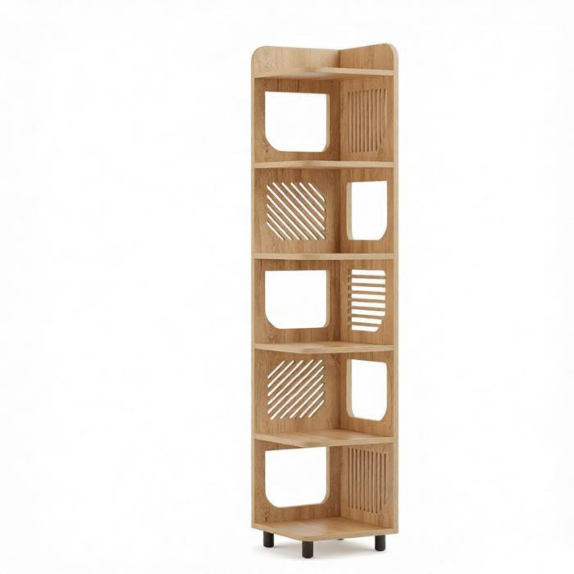 6-Tier Corner Shelf, Tall Slim Bookcase & Display Stand for Small Spaces