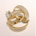 thumbnail image 3 of Silver Shop His & Her Trio Ring Set 2 Ct Round Cut Cubic Zirconia 14K Yellow Gold Finish, 3 of 4