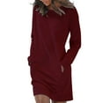 thumbnail image 1 of Aocisk Chandail Ample à Manches Longues pour Femmes, Couleur Unie, avec Poche, Rouge, TG, 1 of 4