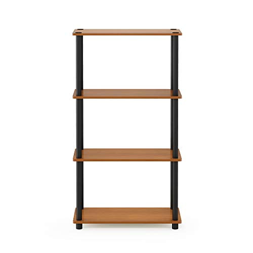 Furinno (99557LC/BK) Turn-N-Tube 4-Tier Multipurpose Shelf Display Rack - Light Cherry/Black