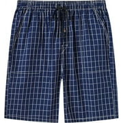 MoFiz Mens 3-Pack Woven Pajama Shorts 100% Cotton Plaid Sleep Lounge