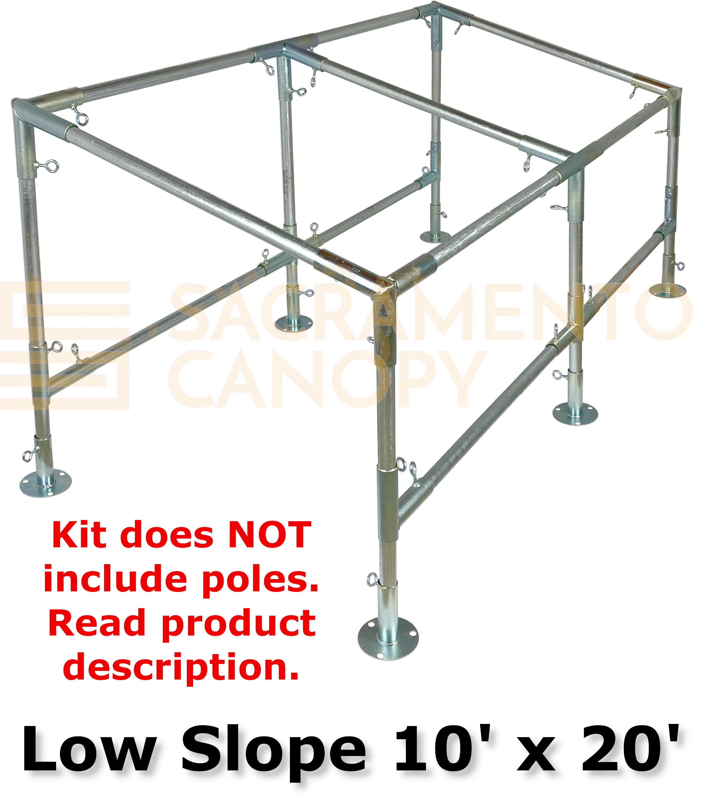 Slope Roof Canopy Fittings Kits (10' Wide) DIY Greenhouse, RV & Boat Carport, Shelter, Shade Structure, Vendor Booth, Tent, Steel Frame EMT Connector Parts, 1" - image 5 of 22