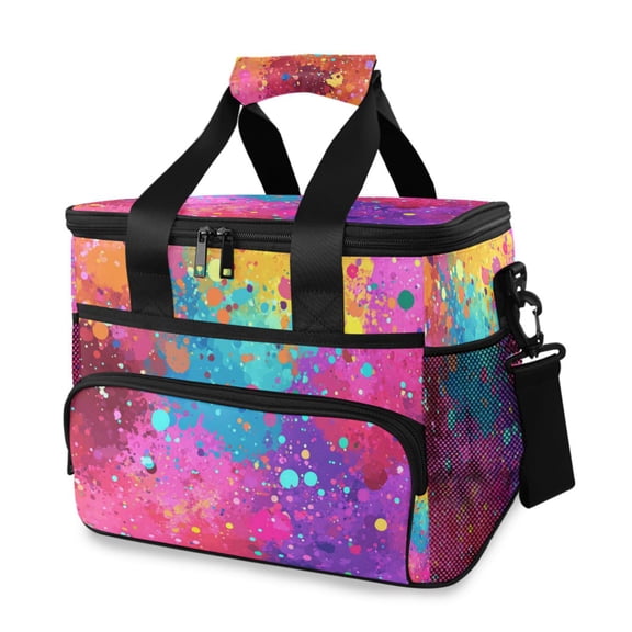 Color Explosion Splash Insulated Lunch Bag 15L Cooler Box for Women Men Work Camping Beach Travel