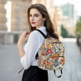 thumbnail image 6 of FORMRS Mini Backpack Purse for Women Travel Daypack Casual Shoulder Bag, Orange Japanese Flowers Pattern, 6 of 7