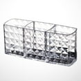 thumbnail image 3 of Organizador de escritorio con soporte de exhibición para brochas de maquillaje, caja de almacenamiento de cosméticos con patrón de diamante transparente de acrílico, 3 of 7