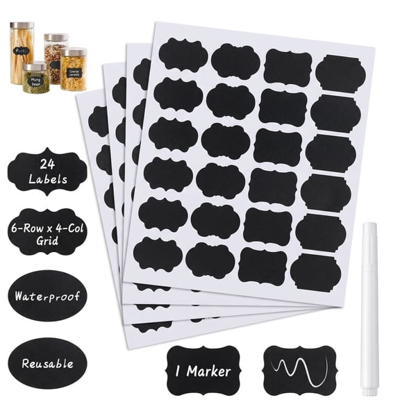 Spice Labels for Organization, 20 Sheets 480pcs Waterproof PVC Chalk Sticker Labels for Kitchen Pantry Mason Jars, Seasoning Containers, and Classroom Storage